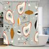 Mid-Century Modern Shower Curtain With Atomic Retro Pattern Grey Geometric Design For Bathroom Decor In Orange, Black, White Mus