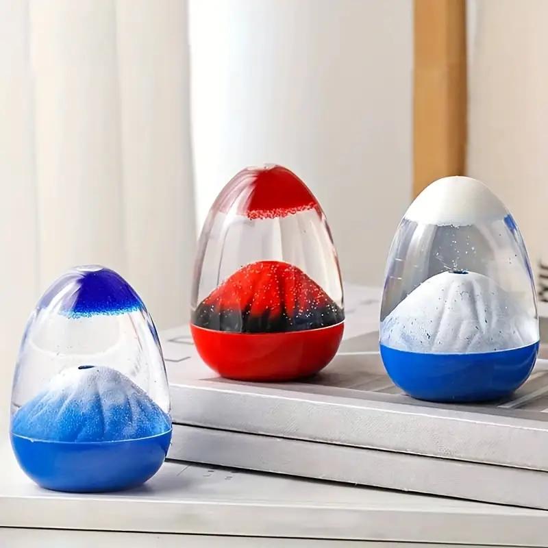 Eggshell Volcano Egg Eruption Floating Sand Volcano Eruption Ornaments Acrylic Crystal Liquid Hourglass Special Timing Ornaments