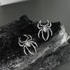 Halloween Gothic Retro Punk Spider Zircon Stud Earrings for Women Fashion Design Black Zircon Earrings Party Jewelry Wholesale