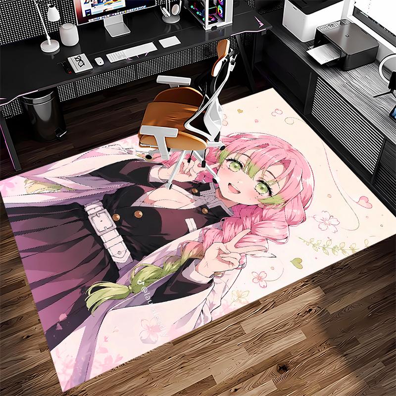 1pc Nezuko Demon Slayer Kanroji Mitsuri Print Area Rug - Soft,Washable Non-Slip Indoor Mat for Office Chairs,Living Room,Home Office Decorative Rug