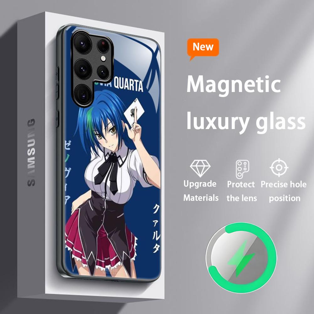 Популярный чехол для телефона из аниме 'Школа Дьявола DxD' для Samsung S25 S24 S23 S22 S21 S20 Plus Ultra Note20, стеклянный магнитный чехол
