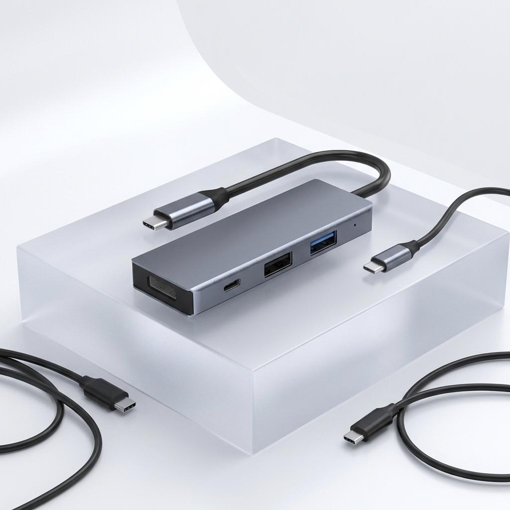 In Stock 4-in-1 USB-C Hub with for 3.0 Adapter Docking Station for Computer Laptop Data Transfer PD 100W Chargering