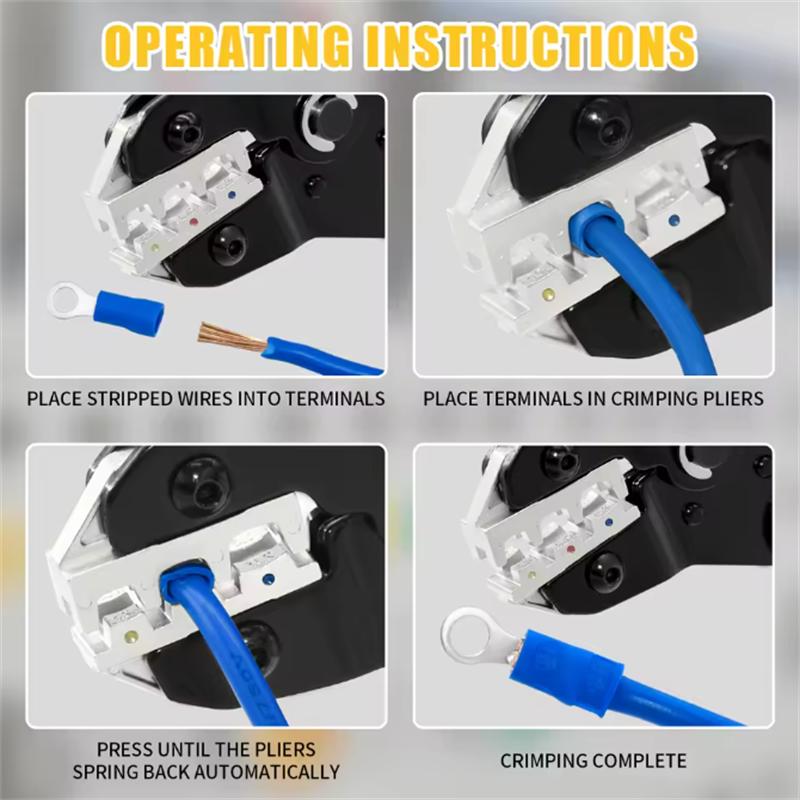 SN-02C Wire Crimping Tool Kit AWG 23-13 With 280PCS Insulated Wire Electrical Connectors Butt Ring Spade Cable Lugs Assortment