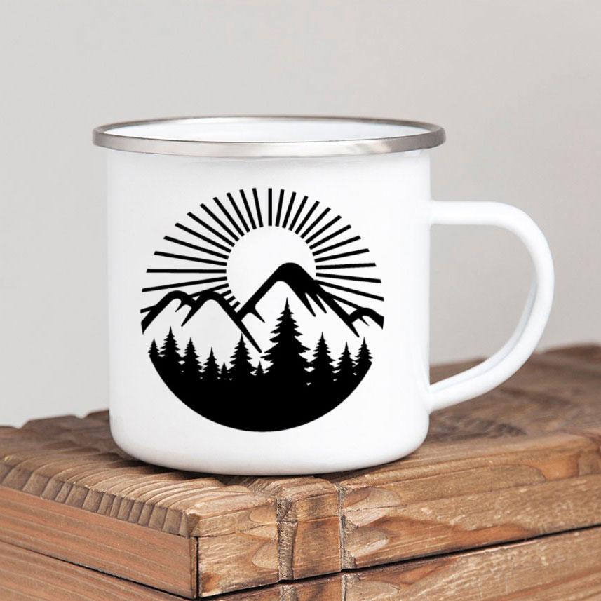 Эмалированная кружка для кофе Forest Camp Adventure Together Camping Cup Идея подарка для Camper Campfire Кружки для походов на открытом воздухе Фестиваль путешествий
