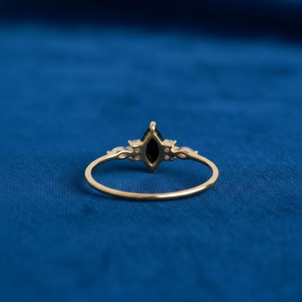 Black Onyx Rings, Anniversary Ring-Onyx Silver Ring-Engaged Ring-Gift For Women-Marquise Cut Onyx Ring Proposal Ring