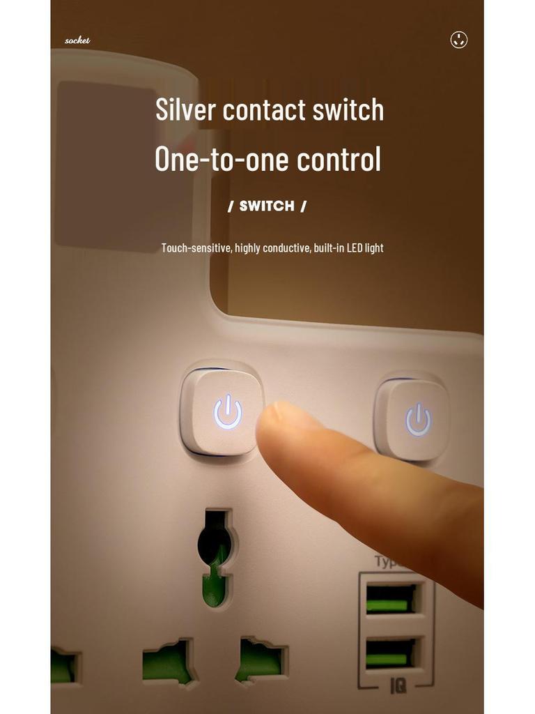 Международный удлинитель с вилками Великобритании, ЕС, Таиланда, Австралии и зарядкой Type-C