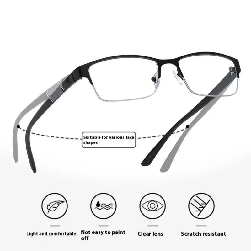 High Quality Men Business Presbyopia Photochromic Multifocal Eyewear Metal Frame Far Sighted Eyeglasses with Sunshades Smart Reading Glasses