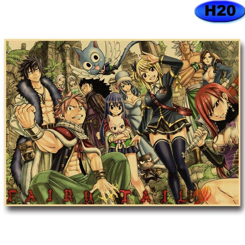 Anime Fairy Tail Posters Wall Stickers Kraft Paper Retro High Definition Poster Home Decor Living Room Bedroom Bar Decoration