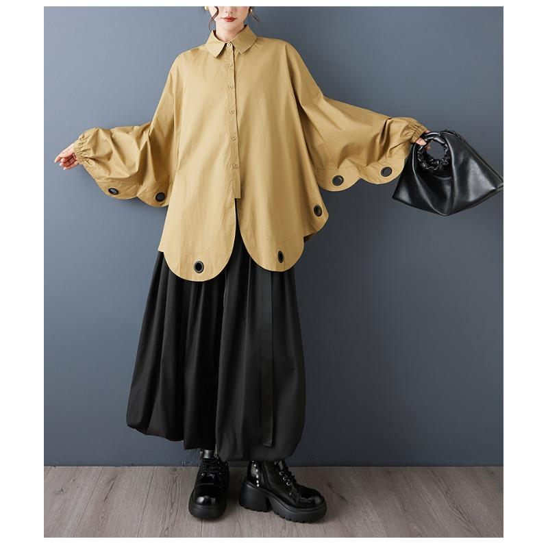 DIMANAF 2025 New Autumn Plus Size Women Coats Jackets Thin Long Sleeve Loose Casual Black Outerwear Button Shirt Tops