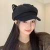 Woolen Cat Ear Hat Solid Color Octagonal Cap Retro British Beret Hat  Painter