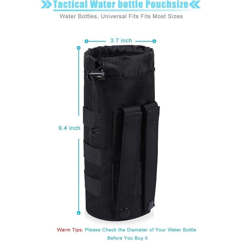 Lightweight Portable Upgraded Sports Water Bottles Pouch Bag Tactical Drawstring Molle Holder Travel Mesh Hydration Carrier