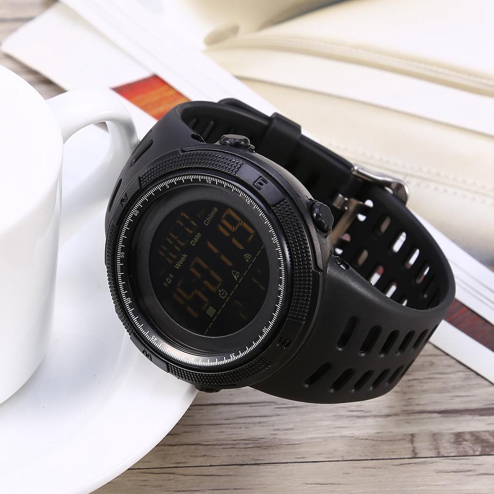 Мужские цифровые наручные часы с подсветкой, круглые, водонепроницаемые, спортивные, черные