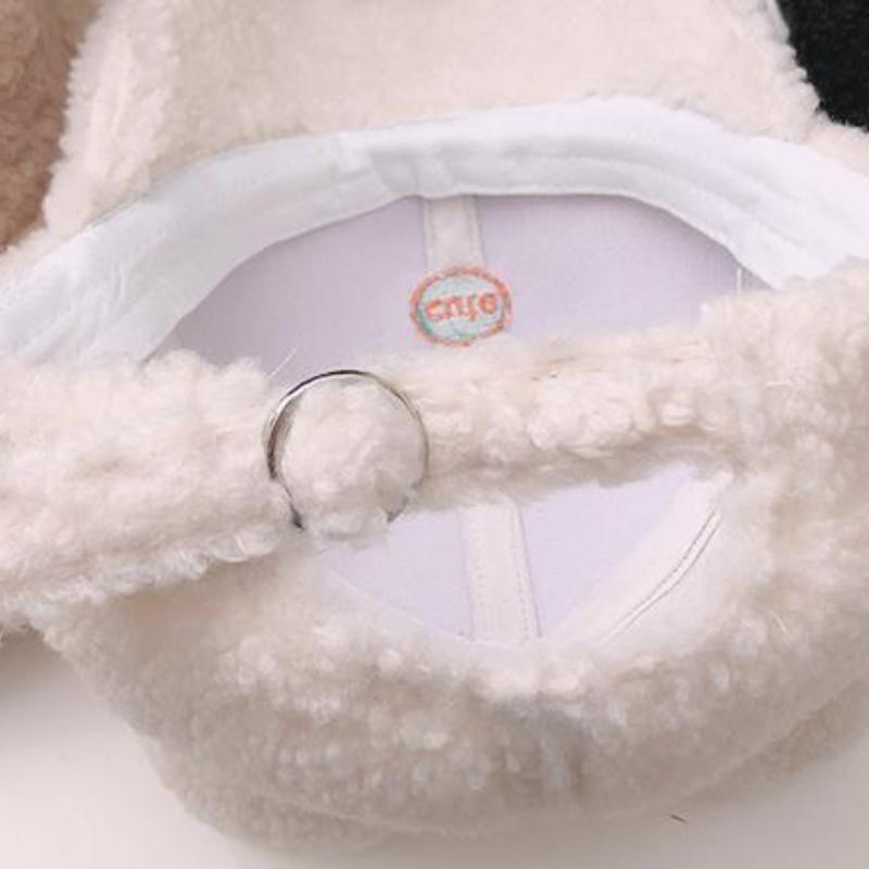 Lamb Wool Baseball Cap Women Winter Korean Style Lovely Furball Ear Cap Kawaii Warm Wild Plush Baseball Cap Hip Hop Hat
