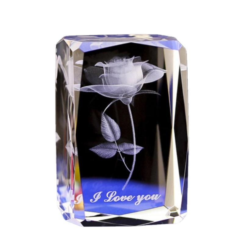 Home Decor Creative Crystal Rose Carving Ornament for Wife and Girlfriend Gifts Desktop Decoration Home Accessories