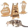 Cat Vomit Sign Funny Wooden Cat Vomit Caution Sign Office Desk Vomiting Cat Sign Prank Gift for Colleagues Cat Owners
