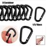 Aluminium Equipment Alloy Carabiner Camping Hiking Hook Buckle Keychain Black Climbing Button