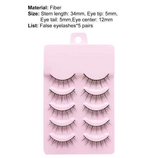 Yousheng 5Pairs False Eyelashes Natural Stylish Eyeliner Effect Cross Makeup Extensions Eye Lashes for Daily Life