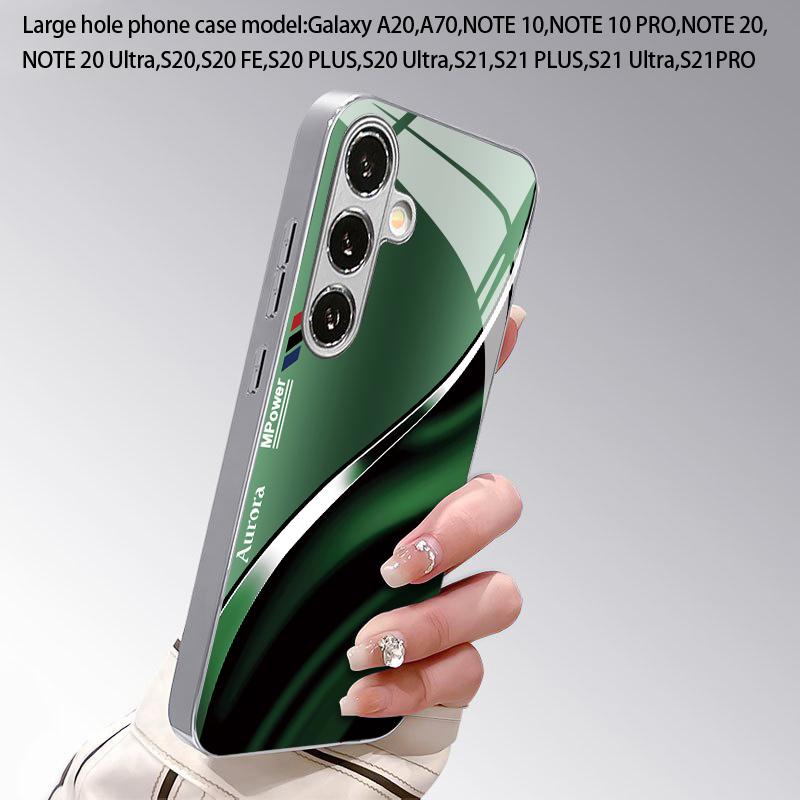 Luminous Green Tone 2D Phone Case for Samsung S26 S25 S24 S23 S22 S21 S20 A56 A36 A16 - Electroplated Glass Protective Cover
