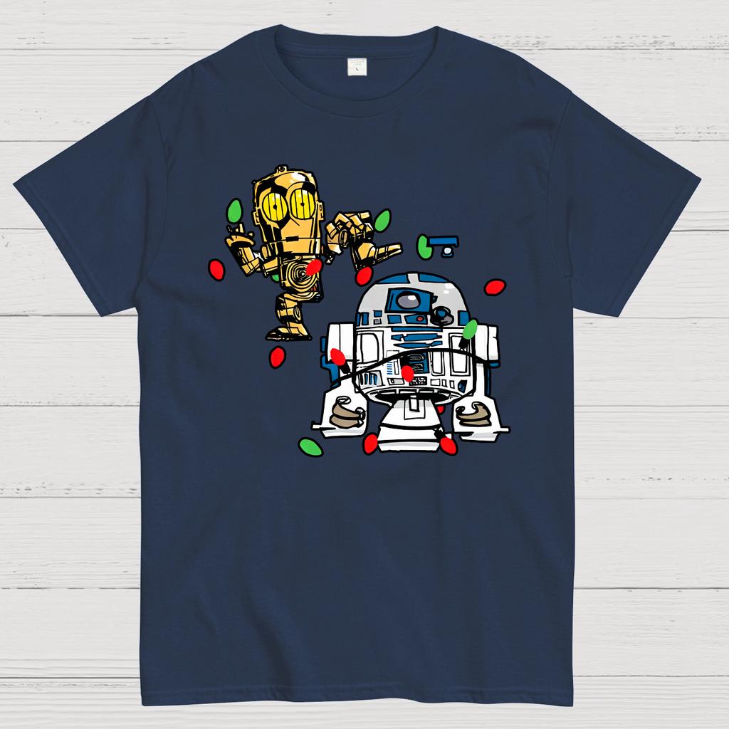 R2-D2 and C-3po celebrate Christmas Cotton Summer Casual Cool Loose T-Shirt