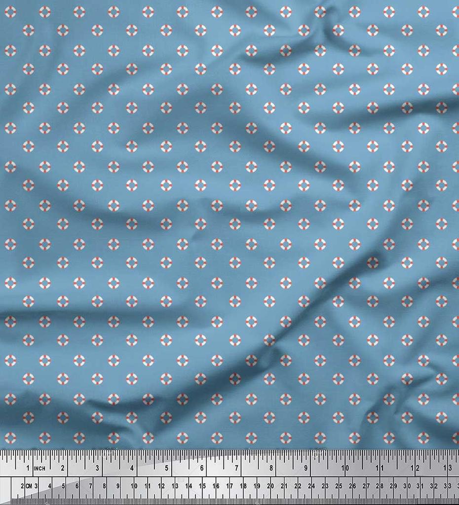 Soimoi Japan Crepe Satin Fabric Swimming Ring Small Printed Craft Fabric by the Metre 42 Inch
