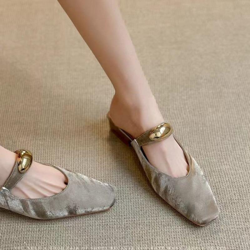 Модные Новые Популярные Летние Женские Мюли Шлепанцы с Закрытым Носком Элегантные Платье Слипоны Слайды Обувь Удобная Женская Обувь Zapatos Mujer