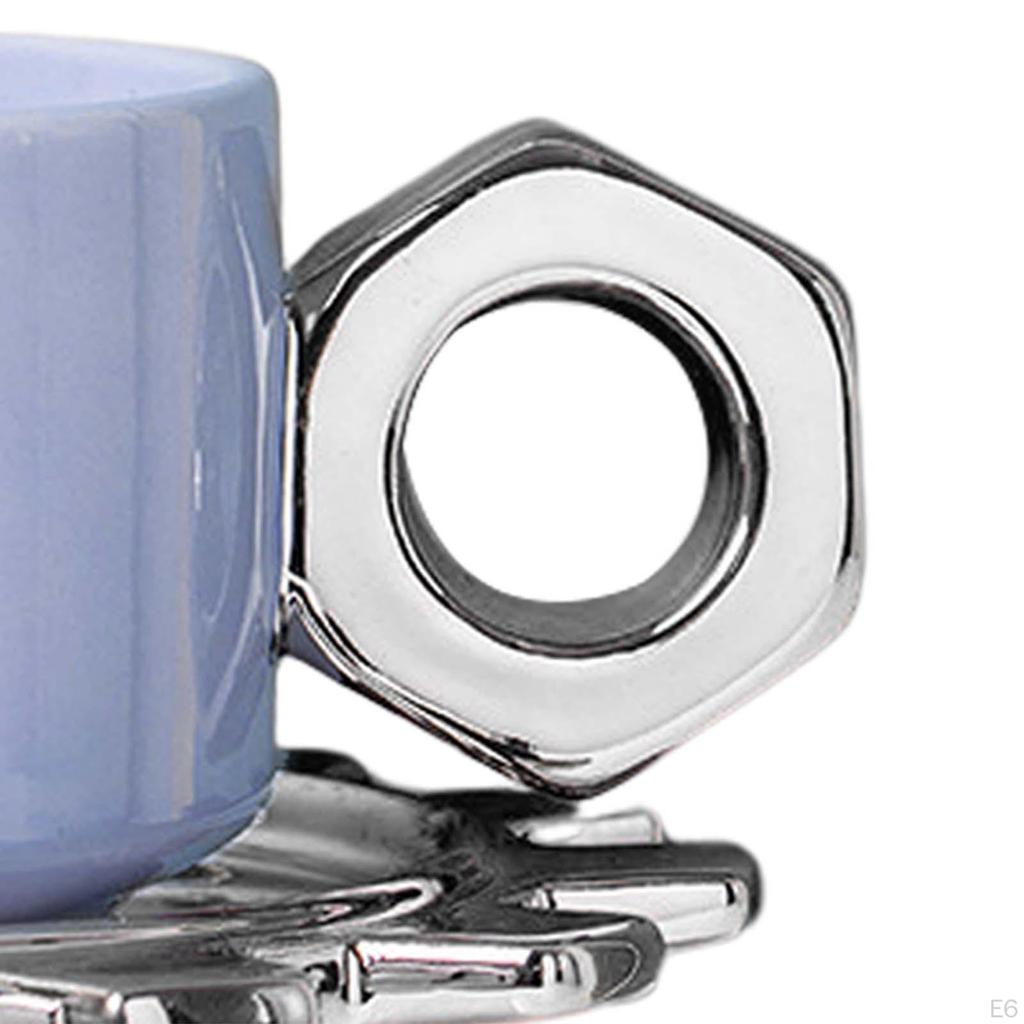 250ml Ceramic Coffee Cup with Saucer, Tea Fancy Handle, Office Juice