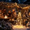 Winter Festive Yard Accents Christmas Bell Cascade Solar Light for Decor, Warm White Cascading Outdoor Lights Garden Stake Lawn Pathway Front