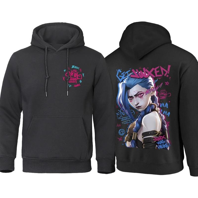 Arcane Hoodie Men Anime Jinx Hoodies Autumn Высококачественная флисовая толстовка Street Hoody Гибкая мужская одежда Oversize Толстовки и свитшоты мужские