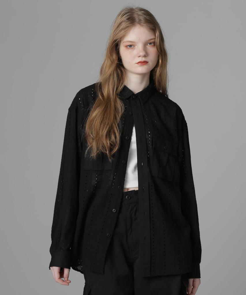 AVIREX WEB LIMITED Belle LINE LACE SHIRT women's M 010 black 783-5120604