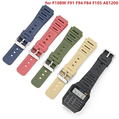 18 мм ремешок для часов F108W F91 F94 F84 F105 AE1200 мягкий резиновый ремешок для часов с пряжкой-застежкой на запястье выпуклый рот спортивный водонепроницаемый str
