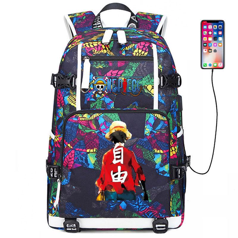 ONE PIECE Luffy School Bag Animation Peripheral Large Capacity Lightweight Backpack Junior High School Backpack Travel Bag