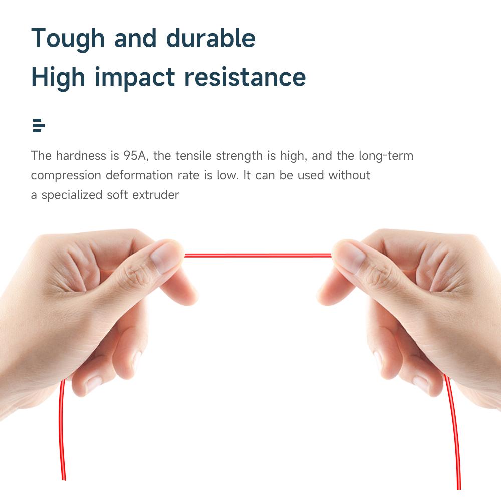 KINGROON 3D Printer Filament TPU 1KG 1.75mm Soft Flexible 3D Printing Material High Resilience TPU Plastic Net Weight 1kg/roll