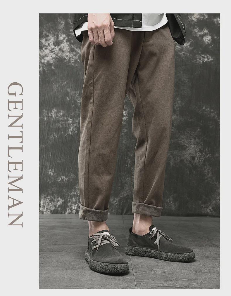 Европейские мужские повседневные замшевые туфли на шнуровке с толстой резиновой подошвой - новый тренд