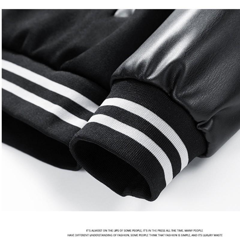 Men's Fashion Brand Patchwork Leather Jacket New Embroidered American Baseball Suit Boom Street Handsome Fashion Jacket