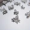 10 шт. Серебристые украшения для ногтей в виде бабочек, Блестящие циркониевые бантики, 3D металлические аксессуары для маникюра