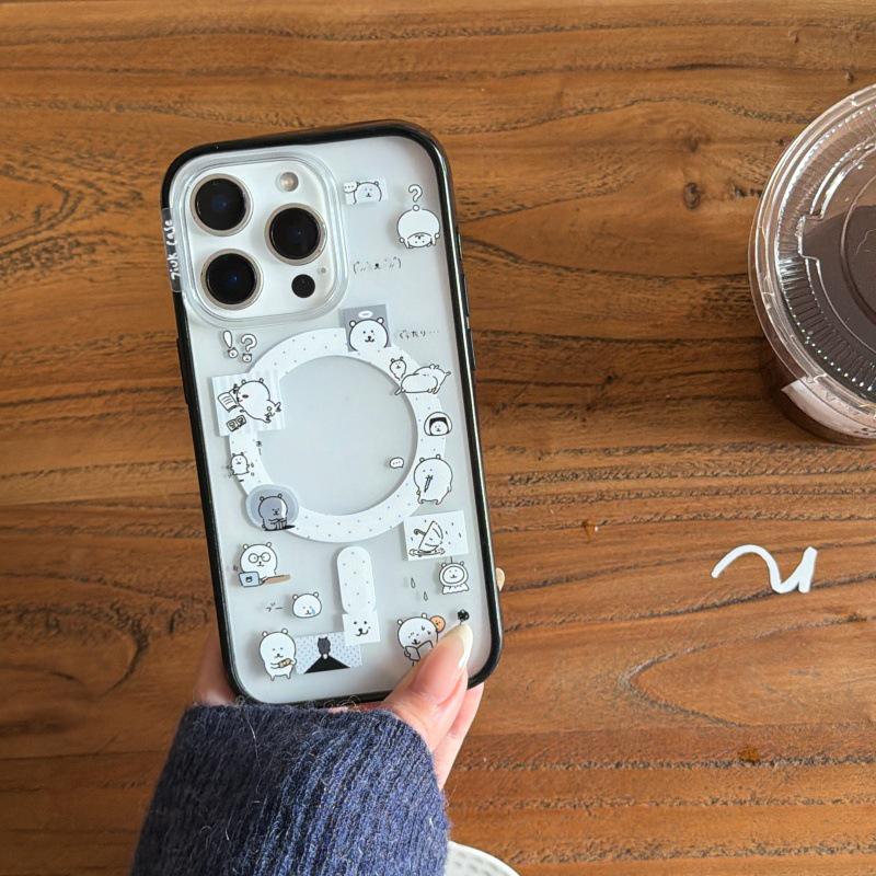Милый Мишка Зеркало Подставка Чехол для Телефона для iPhone 14/15 Pro/16 Pro/17 Pro Max