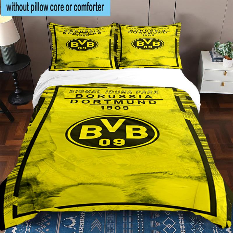 3pcs Borussia Dortmund Printed Bedding Set Duvet Cover Closure Includes 1 Duvet Cover & 2 Pillowcases Bedding Sets Home Decor Gifts