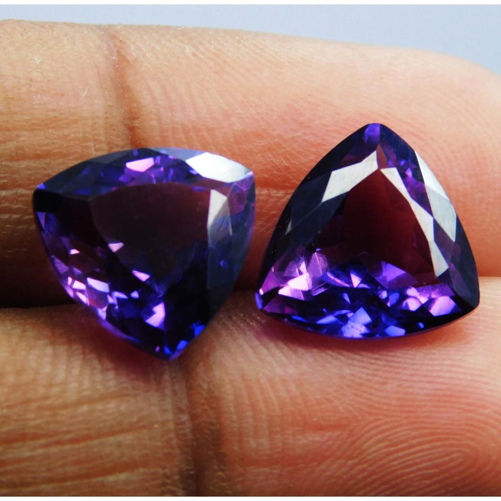 Natural 19.5 Ct Purple Tanzanite Trillion Cut Rare Loose Gemstone Pair