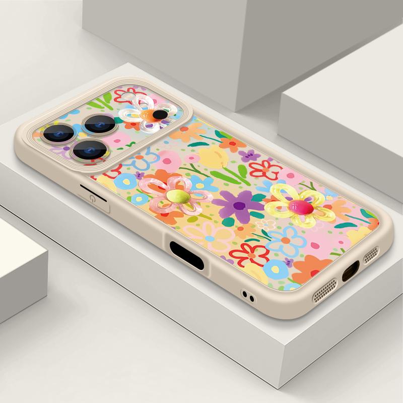 Чехол для телефона с мультяшными цветами для iPhone 17 Pro Max Air 16 15 Pro Max 14 13 12 Pro Max 11 Прозрачная мягкая задняя крышка из ТПУ