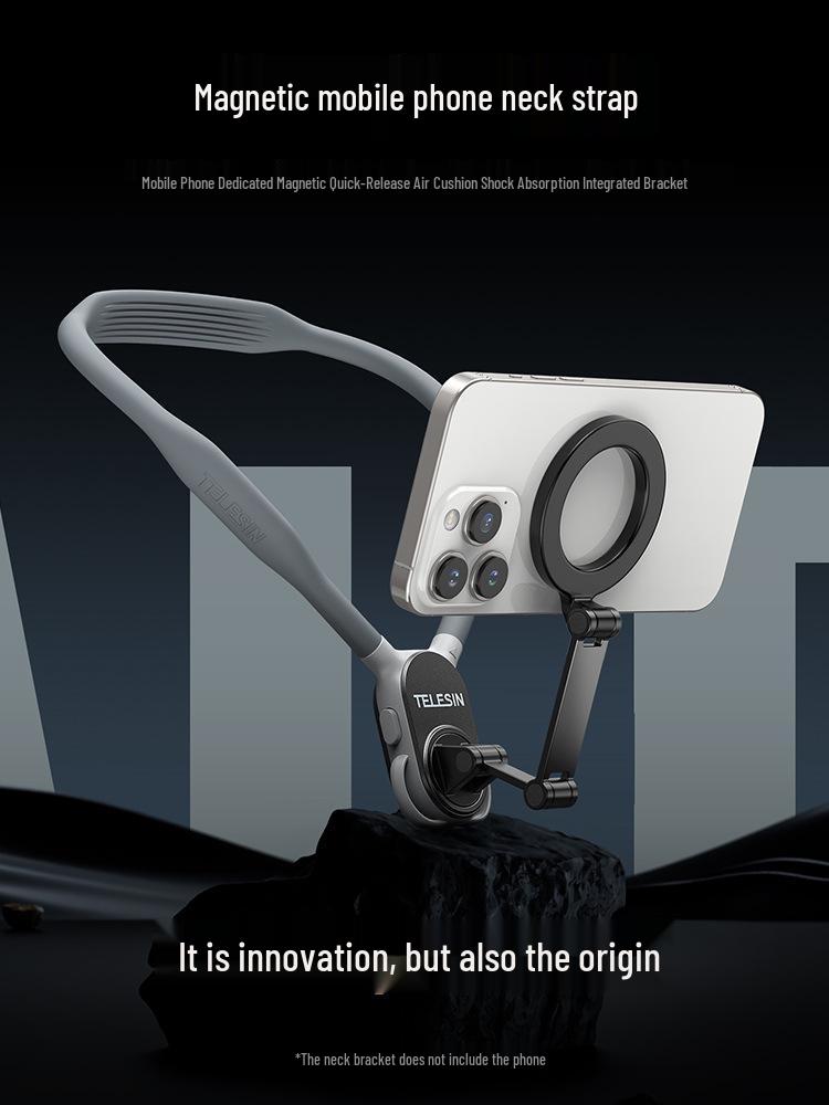 Taixun Adjustable Magnetic Neck and Chest Mount for Mobile Phones - Hands-Free Support for Sports and Fishing from a First-Person Perspective