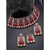 Sukkhi Adorable Unique Stylish Rani Pink Stone Studded With Pearls Choker Necklace Set For Women
