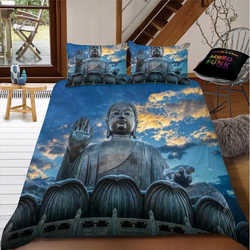 Комплект постельного белья с изображением Будды, цветной каменный комплект постельного белья для подростков, взрослых, размер Queen King, двуспальный, полиэстер, пододеяльник