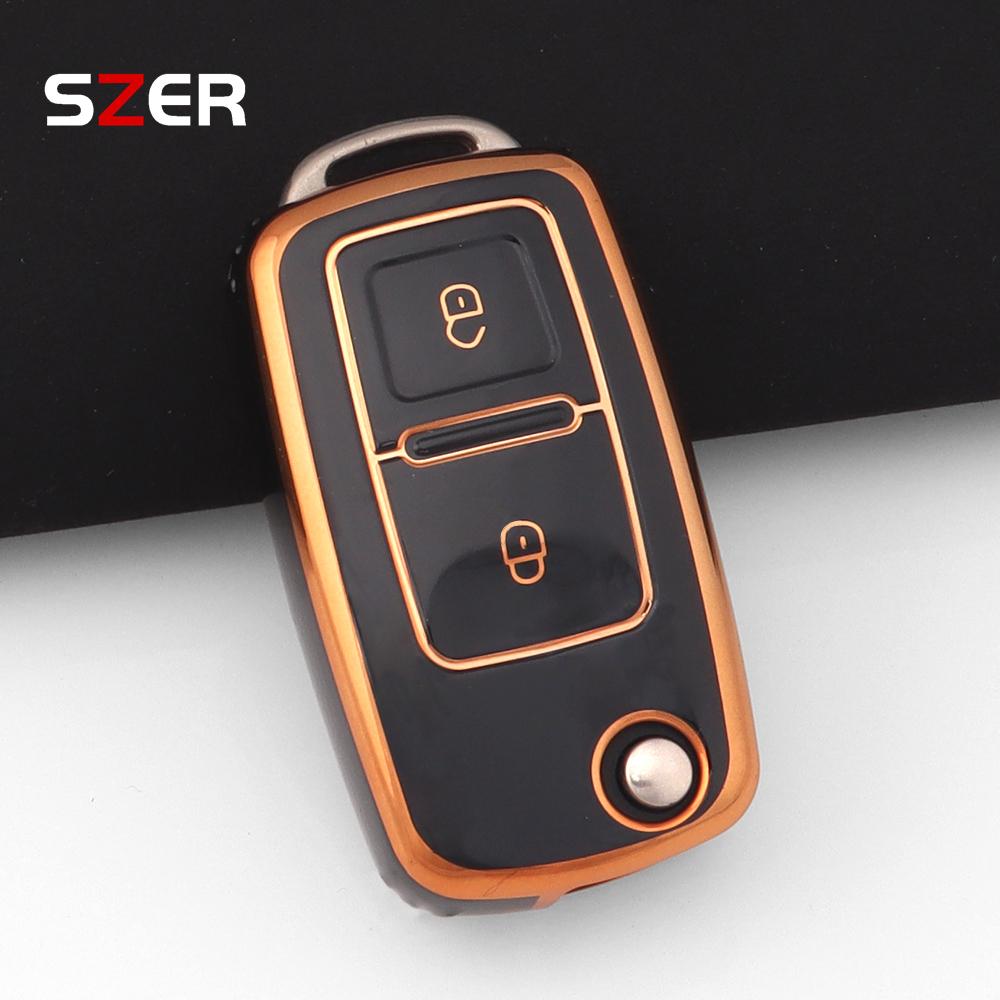 Для 2-кнопочного VW Volkswagen Golf 4 5 6 Mk4 Amarok Polo Bora Jetta Altea Alhambra Passat Beetle Caddy Tiguan ТПУ Чехол для автомобильного ключа Брелок