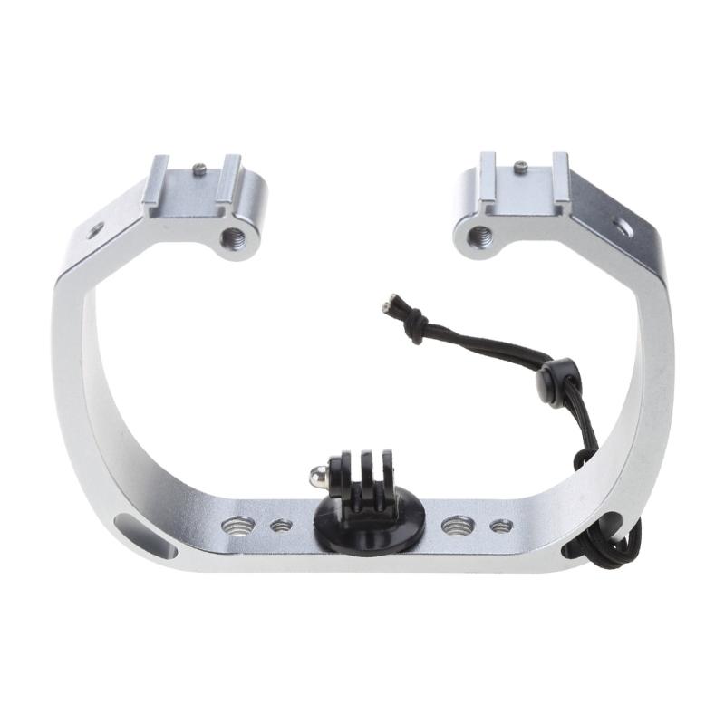 Diving Underwater Aluminum Selfie Monopod Mount Double-Arm Tray Handheld For  Action Camera Holder Bracket