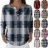 Women's Fashion Long Sleeve Plaid Geometric Print Top Elegant Casual Top