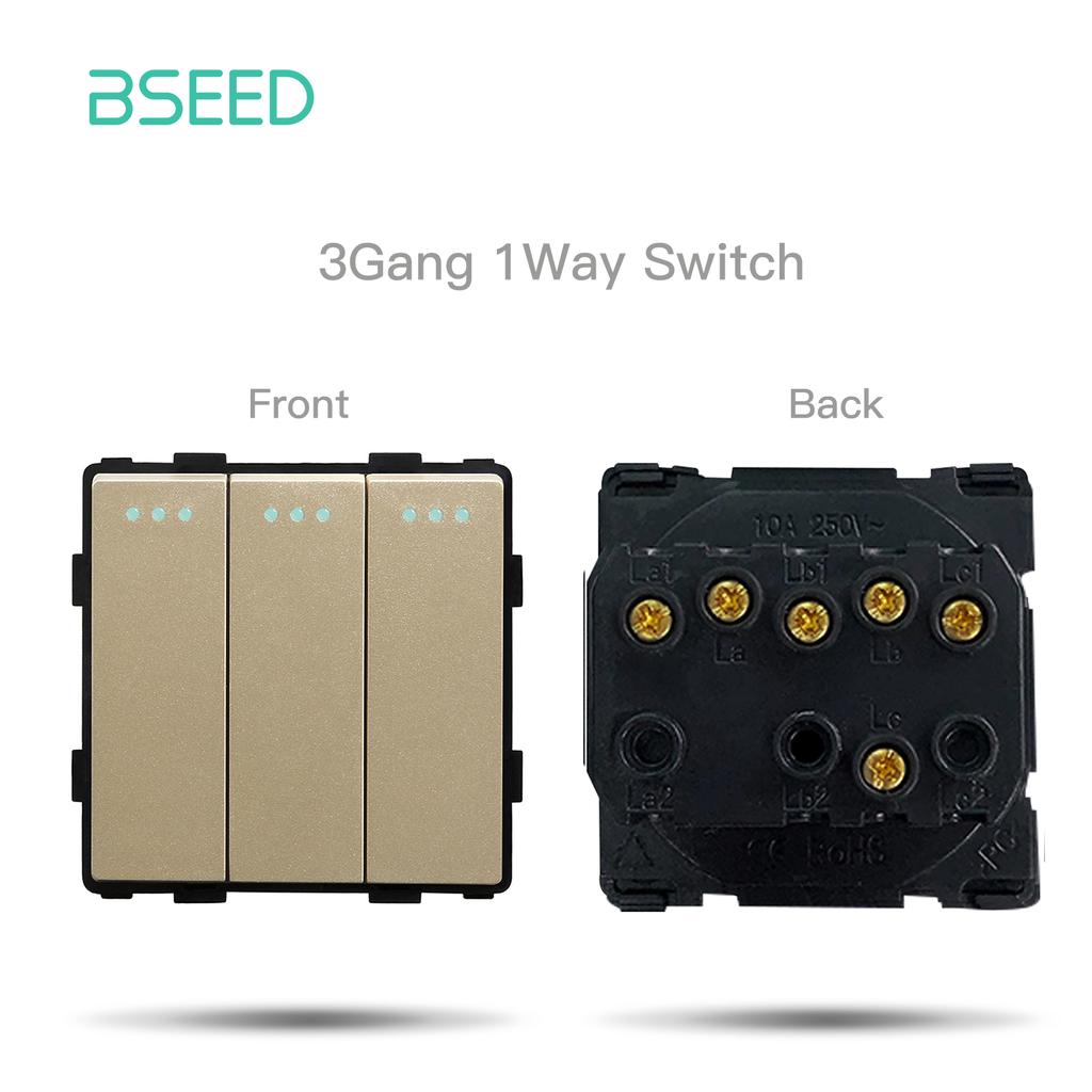 BSEED DIY EU Standard TV Satellite USB Sockets Button Switches With Crystal Glass Frame Panel Gold Home Improvement DIY Free