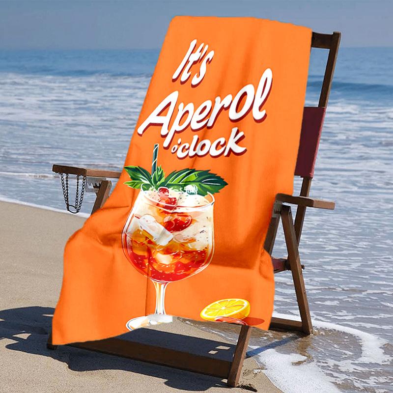 proof beach towel with Aperol Spritz pattern - soft,absorbent,quick-drying,machine washable - perfect for swimming,camping,bathing