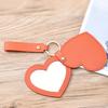 Love Heart Shape Makeup Mirror Waterproof Faux Leather Vanity Mirror Keychain Portable Travel Women Handheld Cosmetic Mirror Bag Pendant