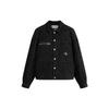 FW23 Lapel Letter Embroidery Loose Long Sleeve Denim Jacket Unisex Jacket Black J400340