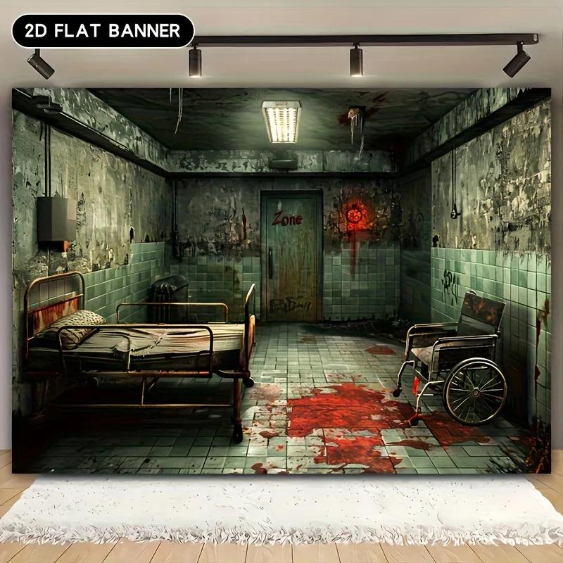 2D Flat banner 1 piece - Halloween haunted house backdrop cloth Gothic prison-themed party supplies